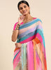 Women's Chinnon Silk Multicolor Saree With Blouse Piece