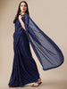 Georgette Women's Blue Saree Silk With Blouse Piece ( 0143-Dark_Blue )
