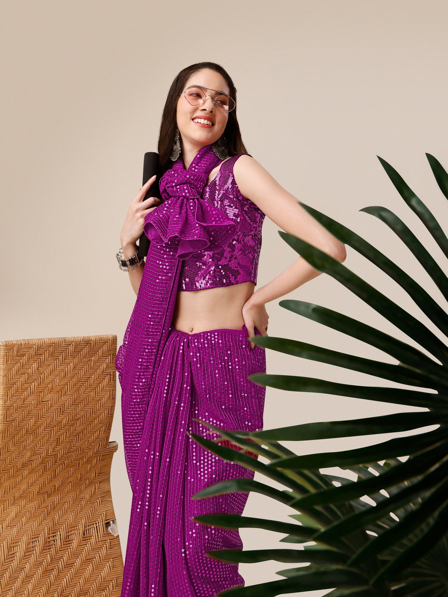 georgette women's rani saree silk with blouse piece ( 0143-rani )