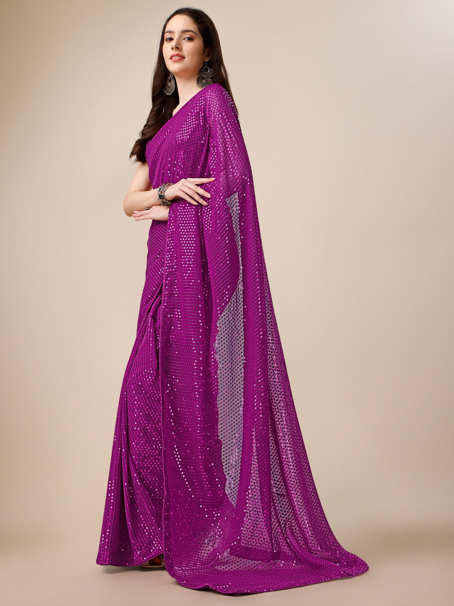 georgette women's rani saree silk with blouse piece ( 0143-rani )