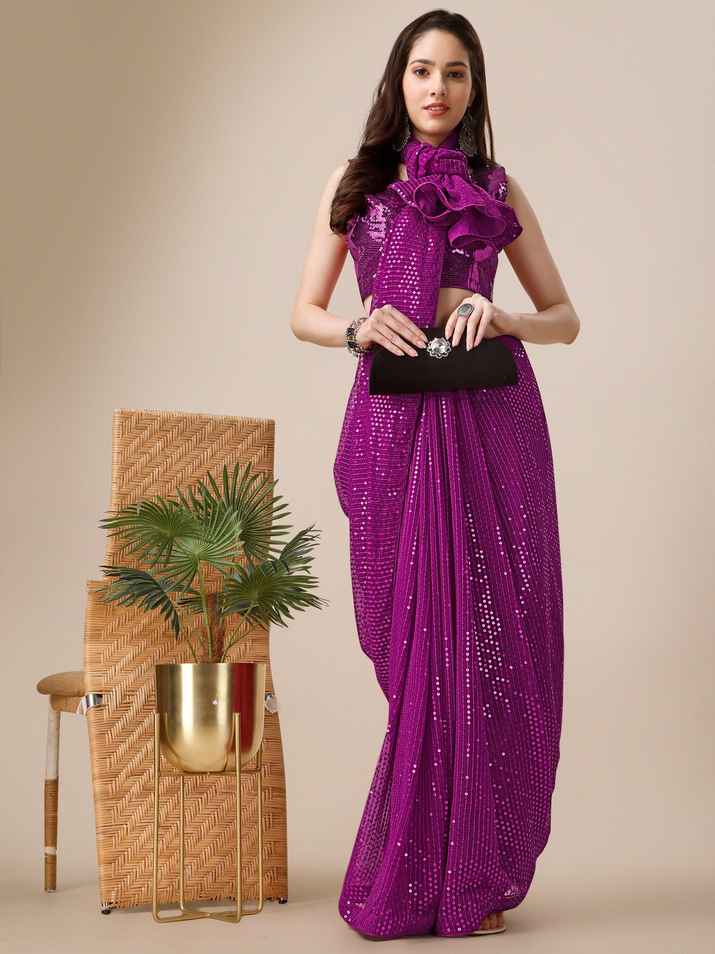 georgette women's rani saree silk with blouse piece ( 0143-rani )