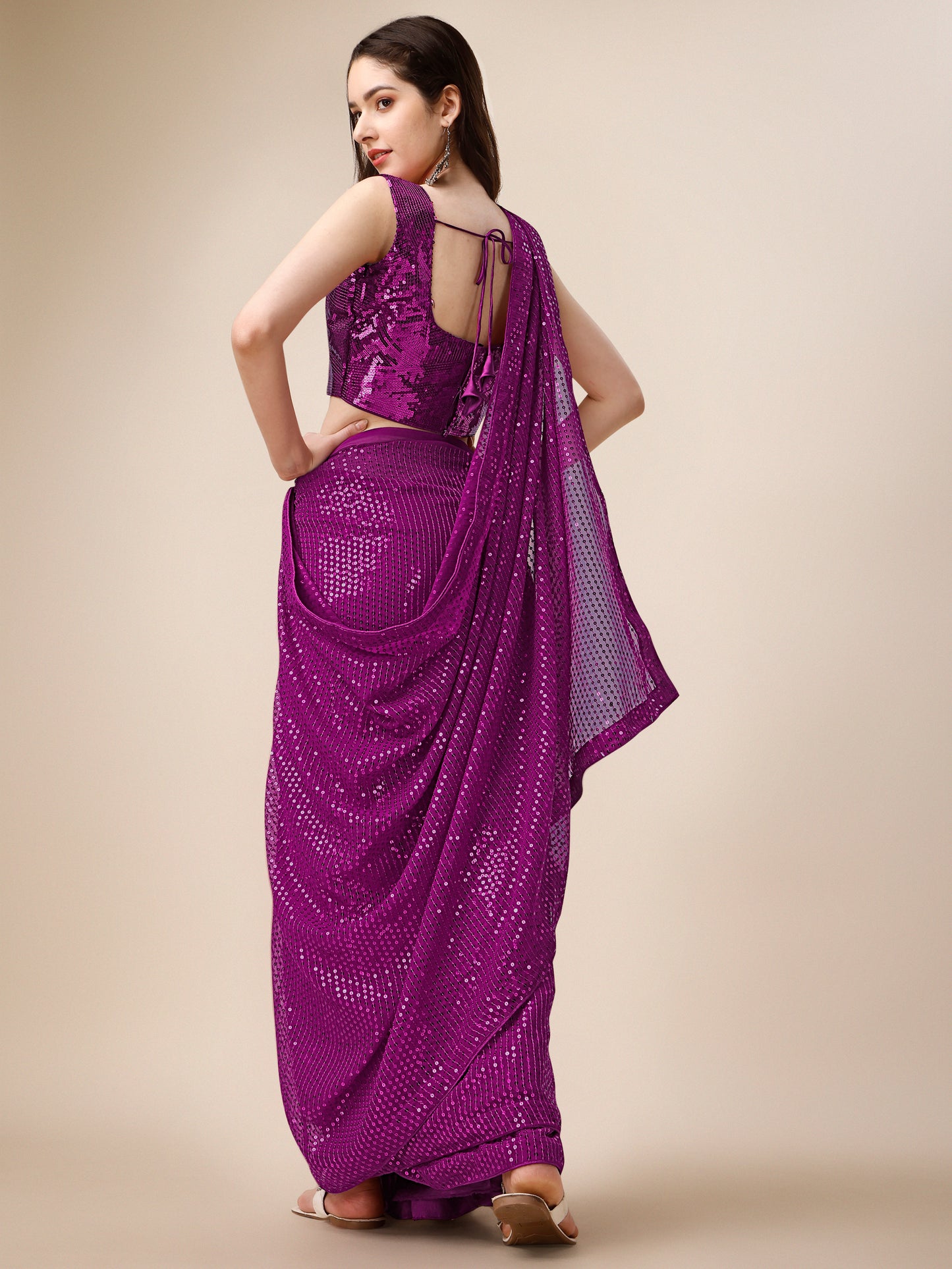 georgette women's rani saree silk with blouse piece ( 0143-rani )