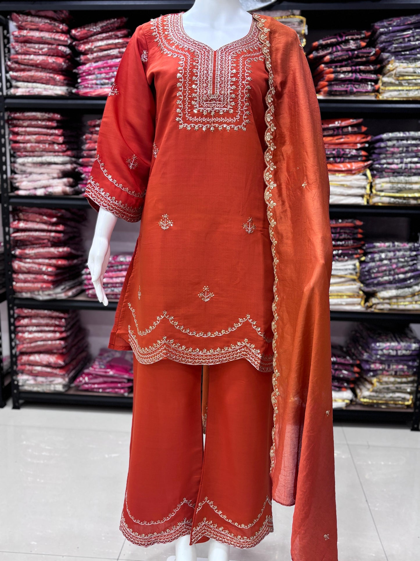 presenting the navratri special 3 pcs premium plazo set in pure roman silk fabric with to make you the centre of attention