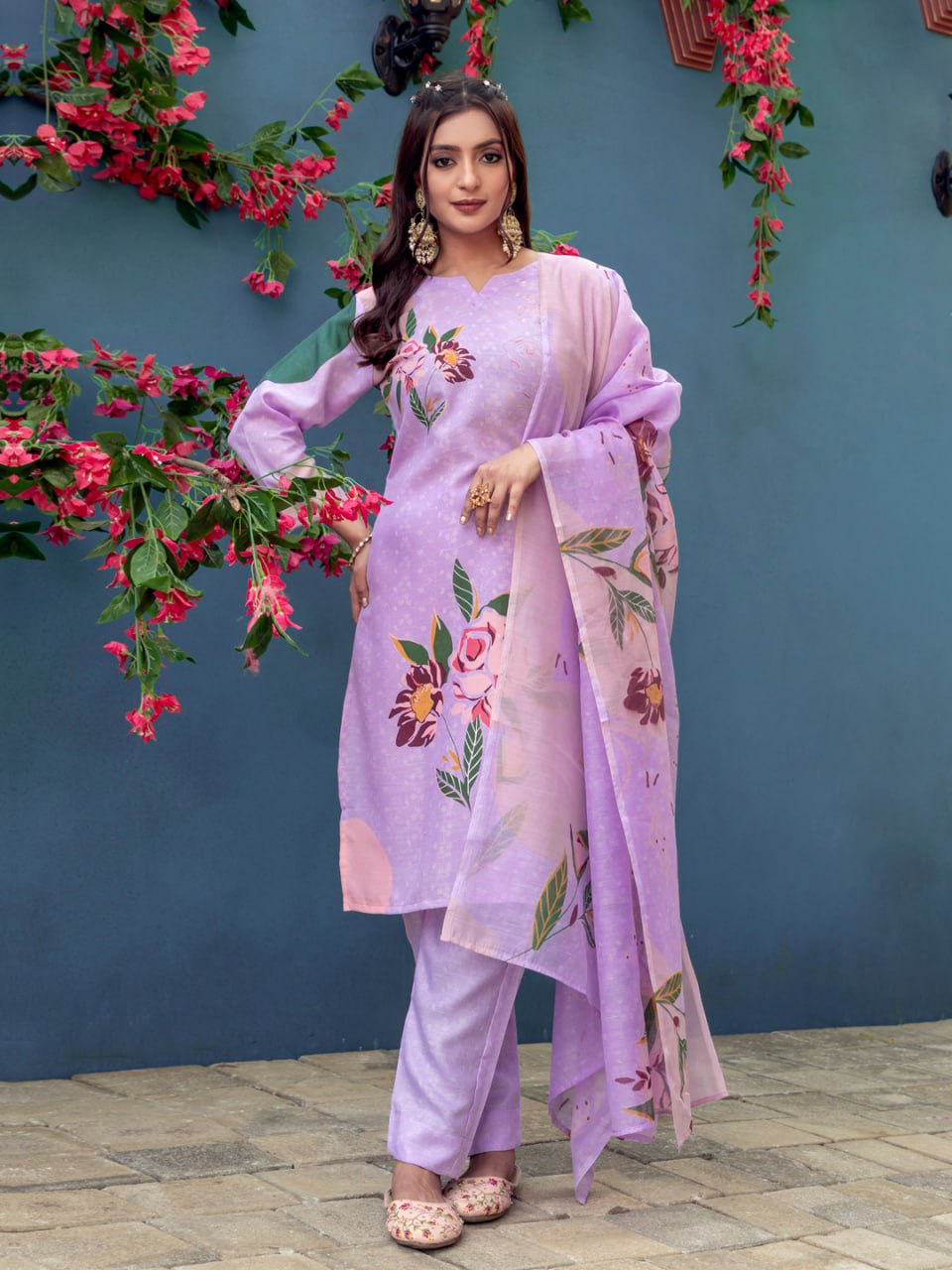 👗 fully stiched cotton kurti pant dupatta- lavender * af2014