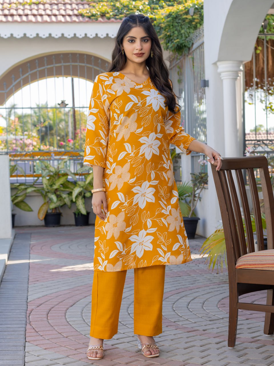 👗 fully stiched cotton blend kurti pant- yellow * af2026