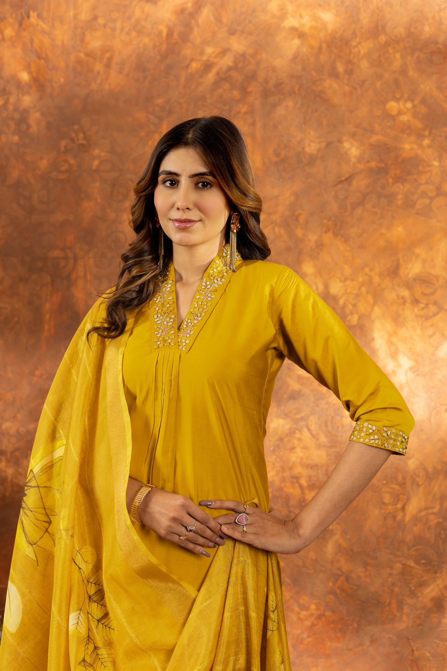 elegant mustard yellow kurti set with floral dupatta – perfect for every occasion