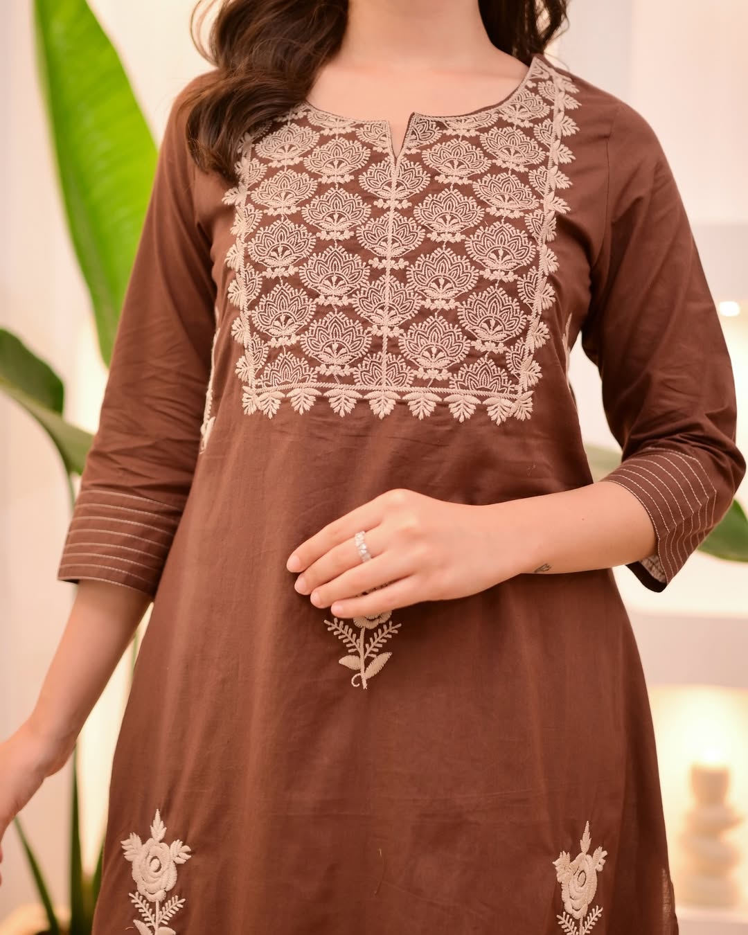 elegant white anarkali kurti with embroidered dupatta – festive & party wear