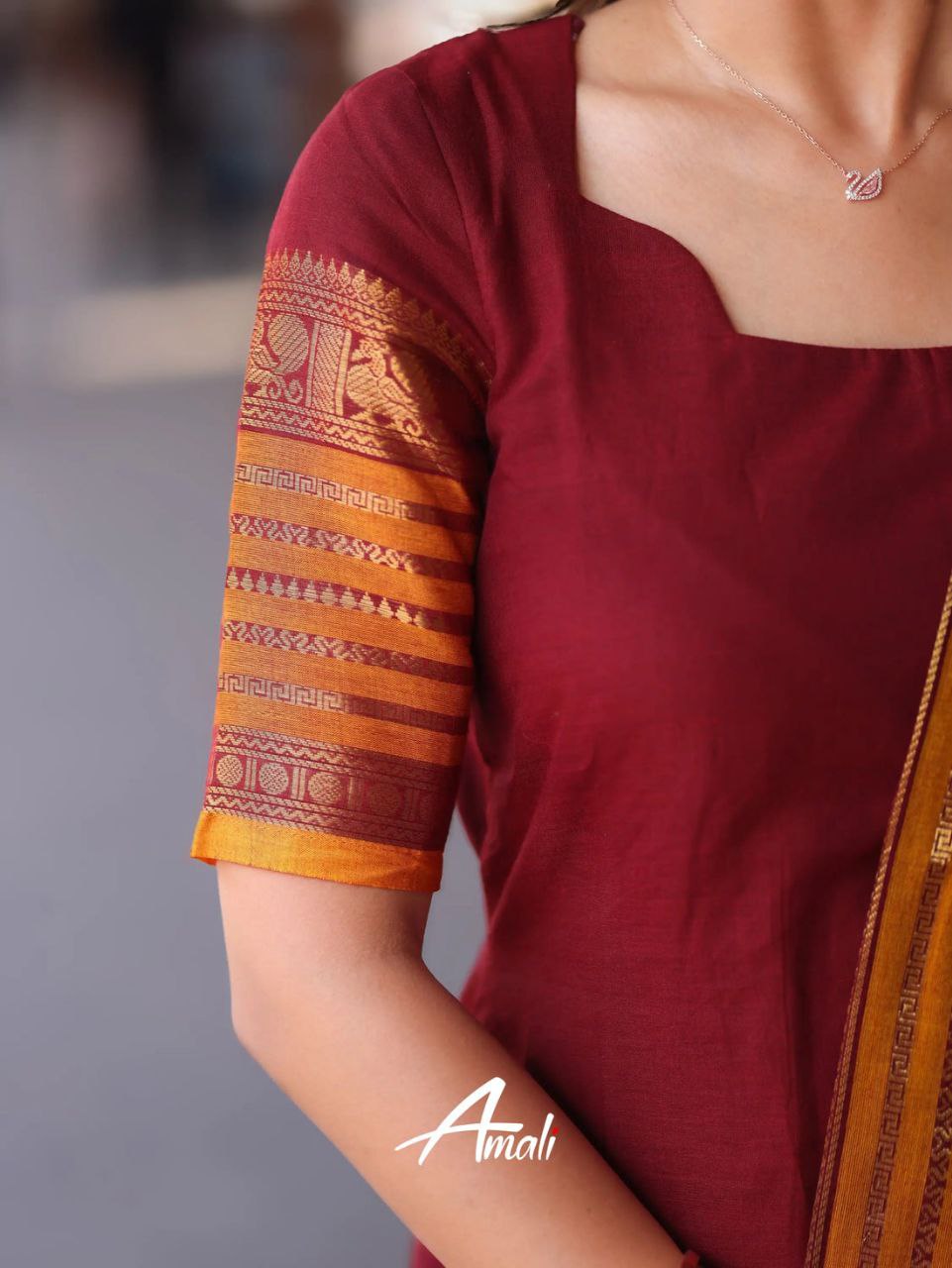 designer maroon kurti with dupatta kanchi cotton set
