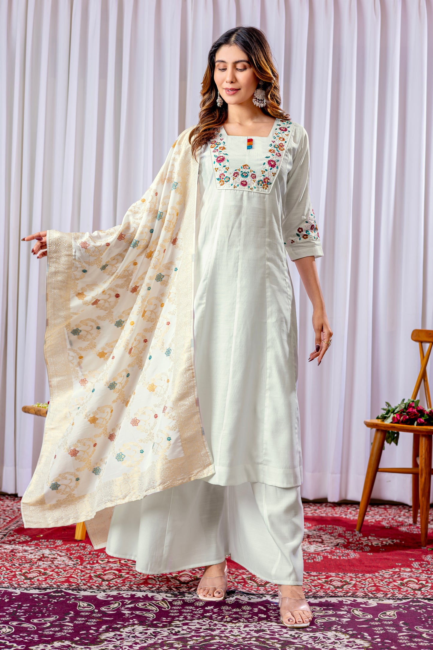 multi embroidery thread,with hand work