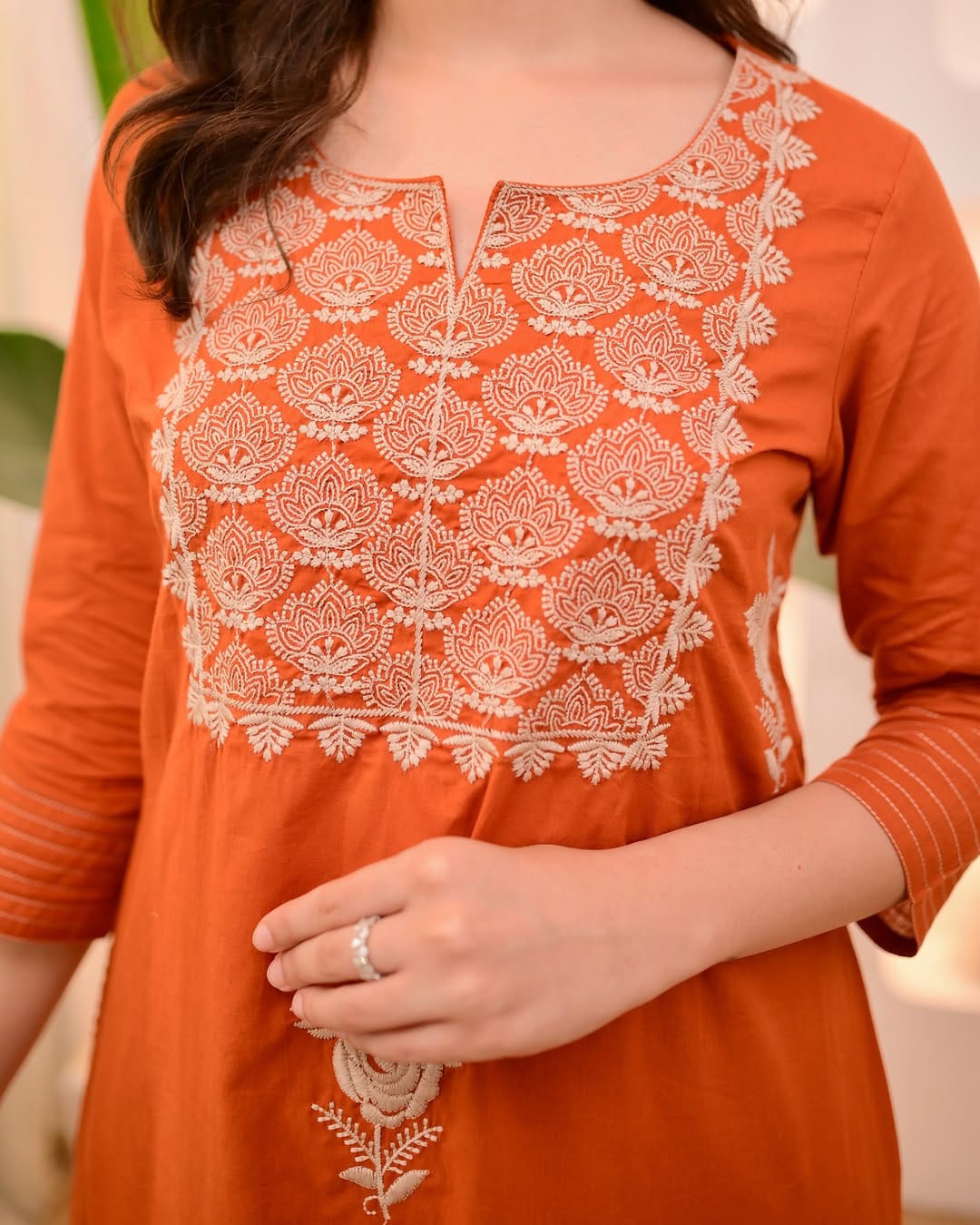 elegant white anarkali kurti with embroidered dupatta – festive & party wear