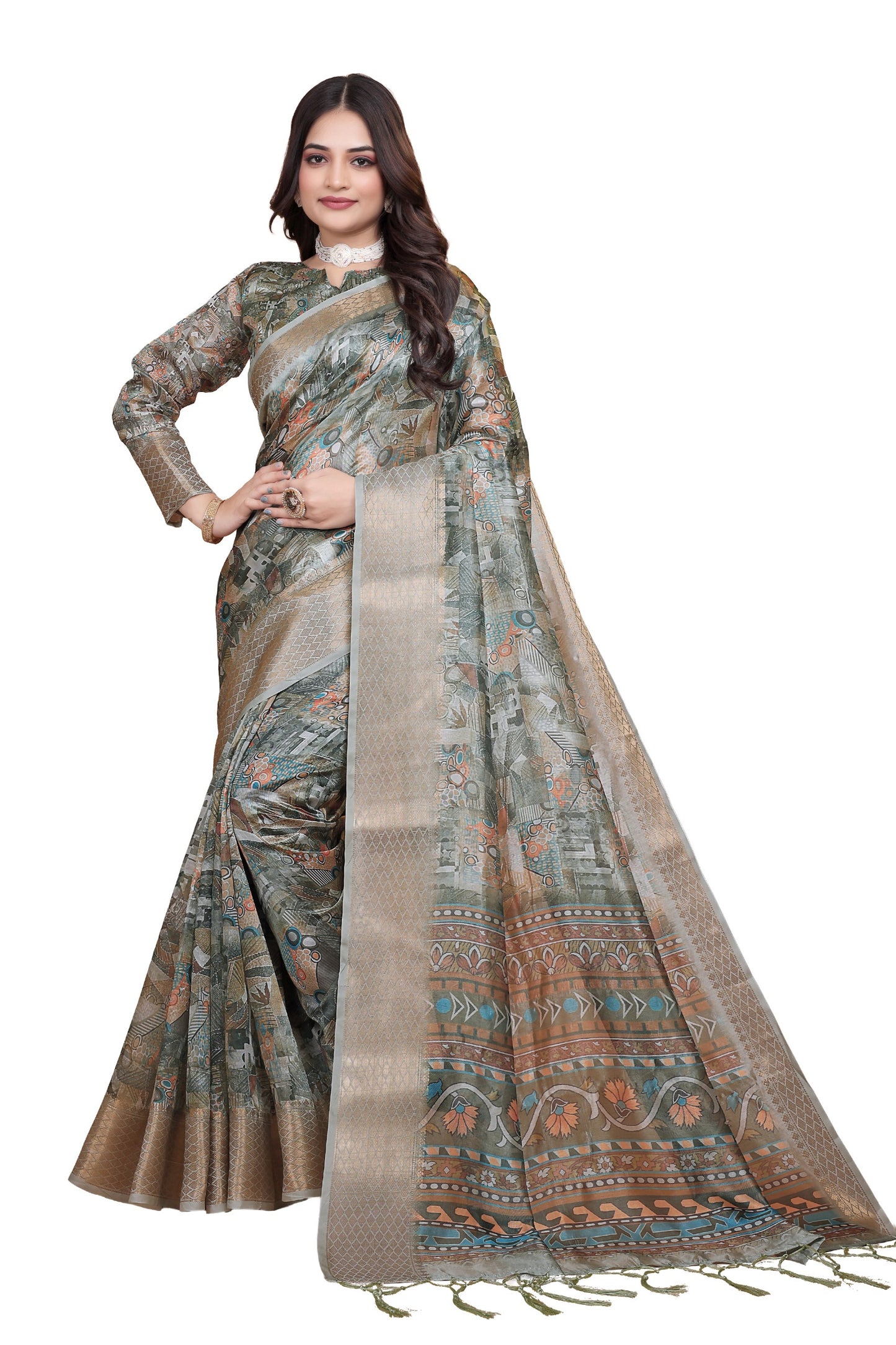 elegant multicolor soft silk saree with ethnic digital print ( gg-515 )
