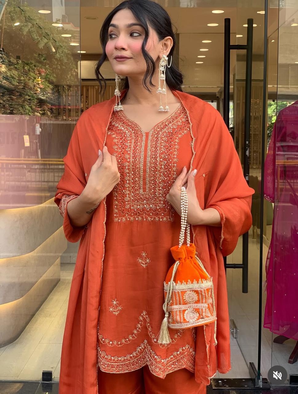 presenting the navratri special 3 pcs premium plazo set in pure roman silk fabric with to make you the centre of attention