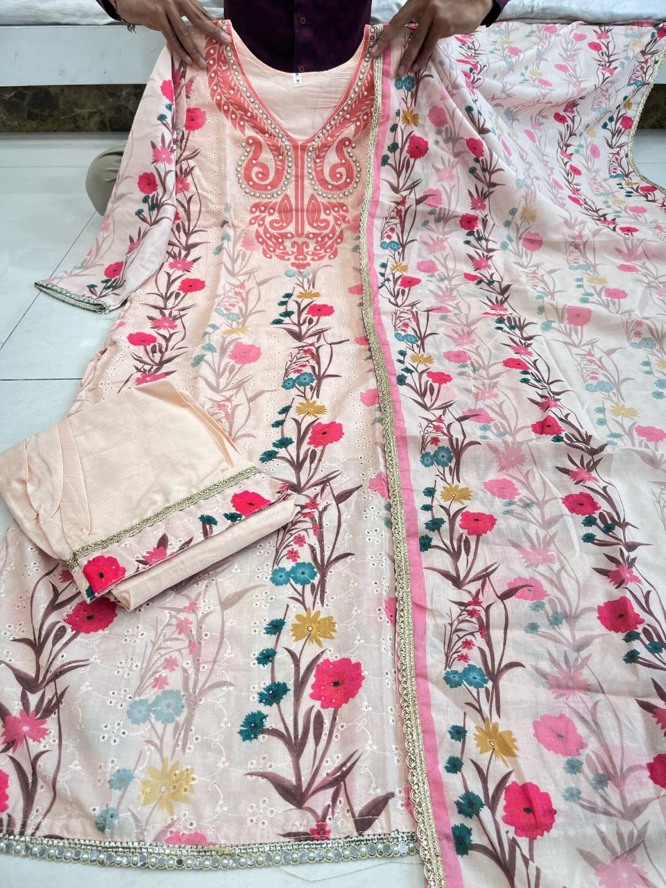 pakistani new shifli lunching linen suit set