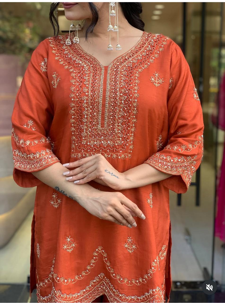 presenting the navratri special 3 pcs premium plazo set in pure roman silk fabric with to make you the centre of attention