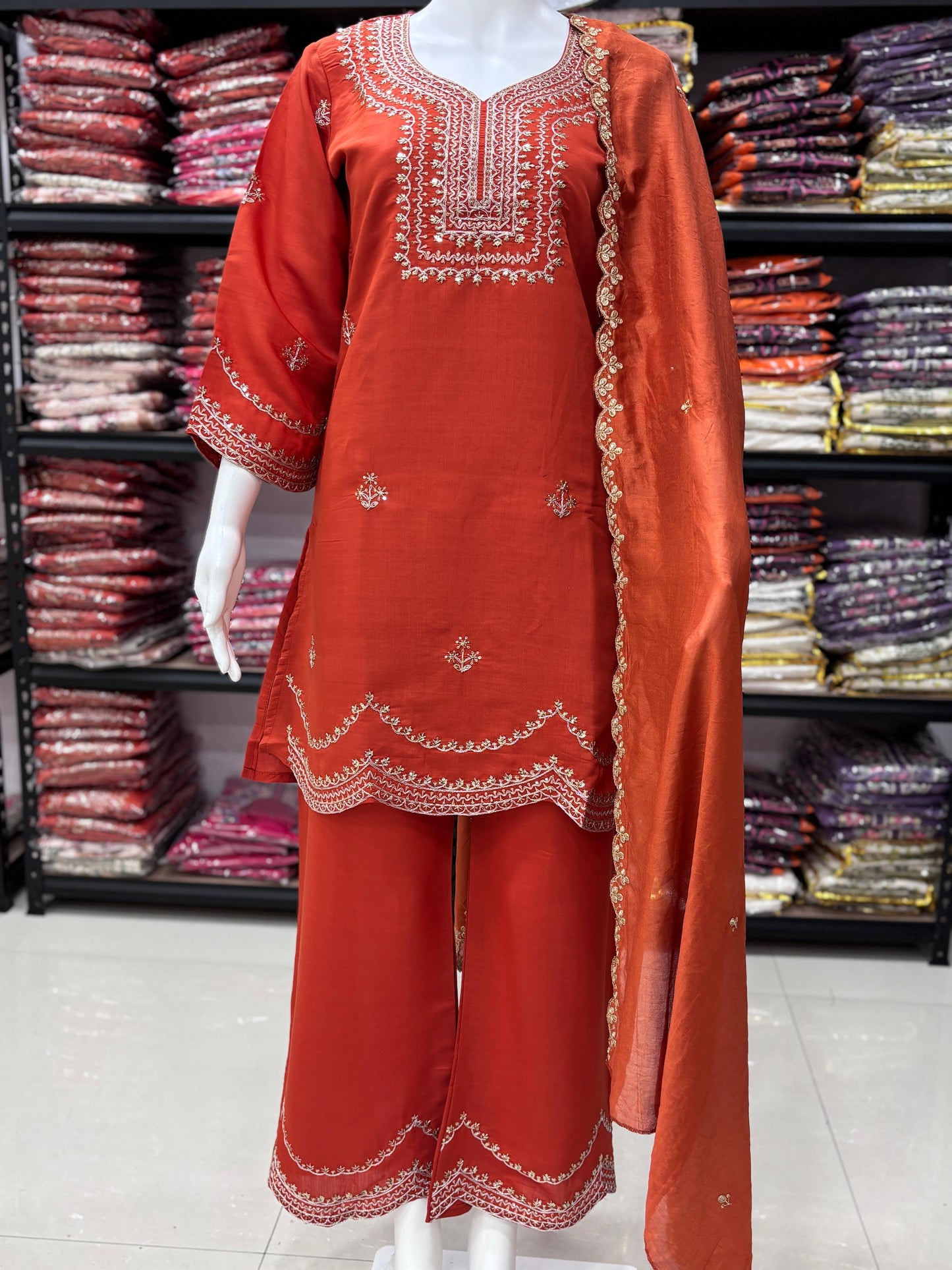 presenting the navratri special 3 pcs premium plazo set in pure roman silk fabric with to make you the centre of attention