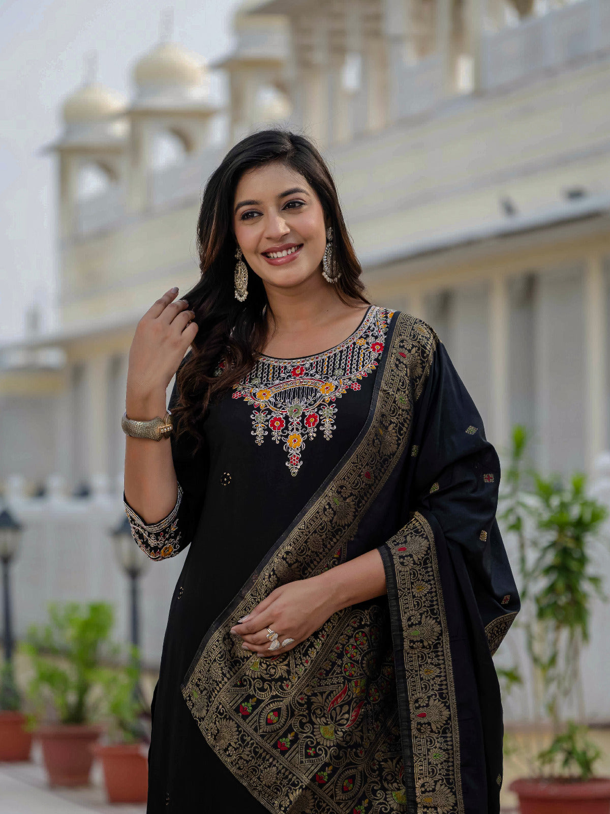 premium black kurti with dupatta – stylish & comfortable look