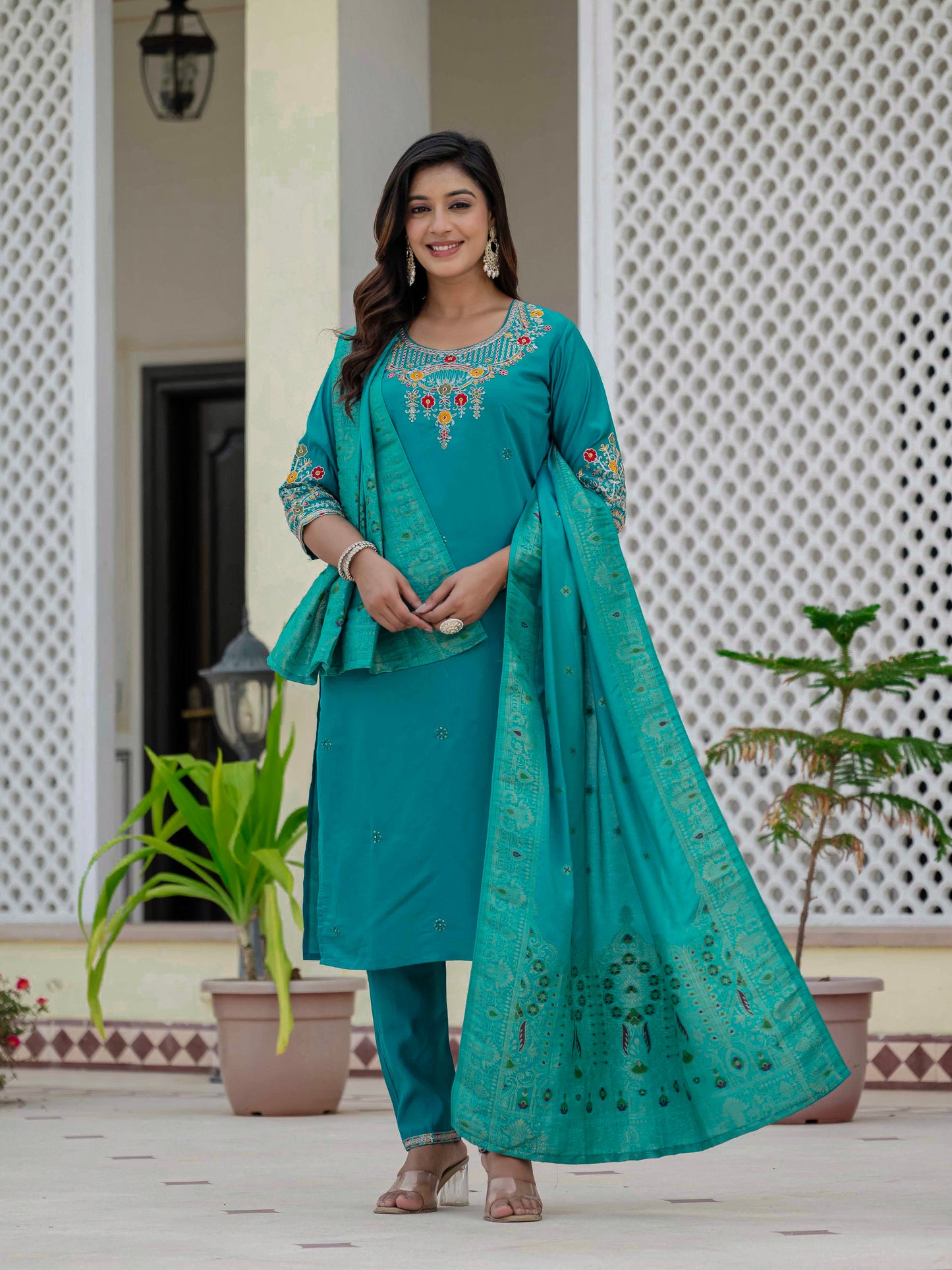premium firozi kurti with dupatta – stylish & comfortable look