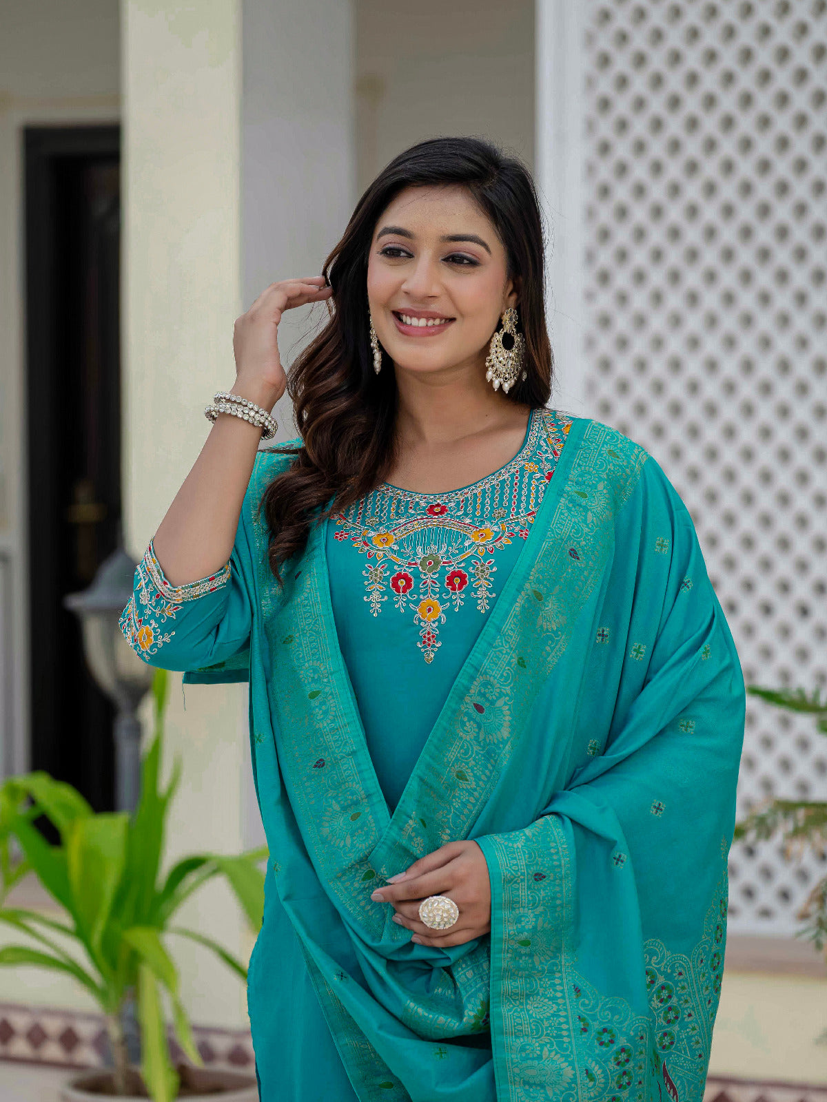 premium firozi kurti with dupatta – stylish & comfortable look