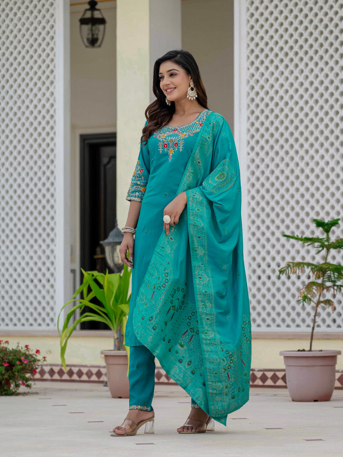 premium firozi kurti with dupatta – stylish & comfortable look