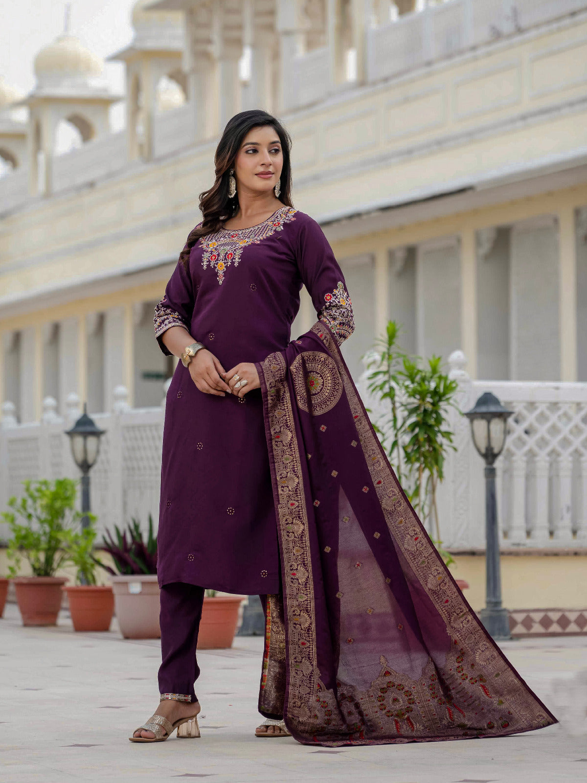premium wine kurti with dupatta – stylish & comfortable look