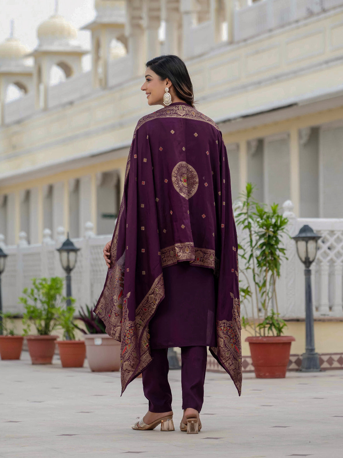 premium wine kurti with dupatta – stylish & comfortable look