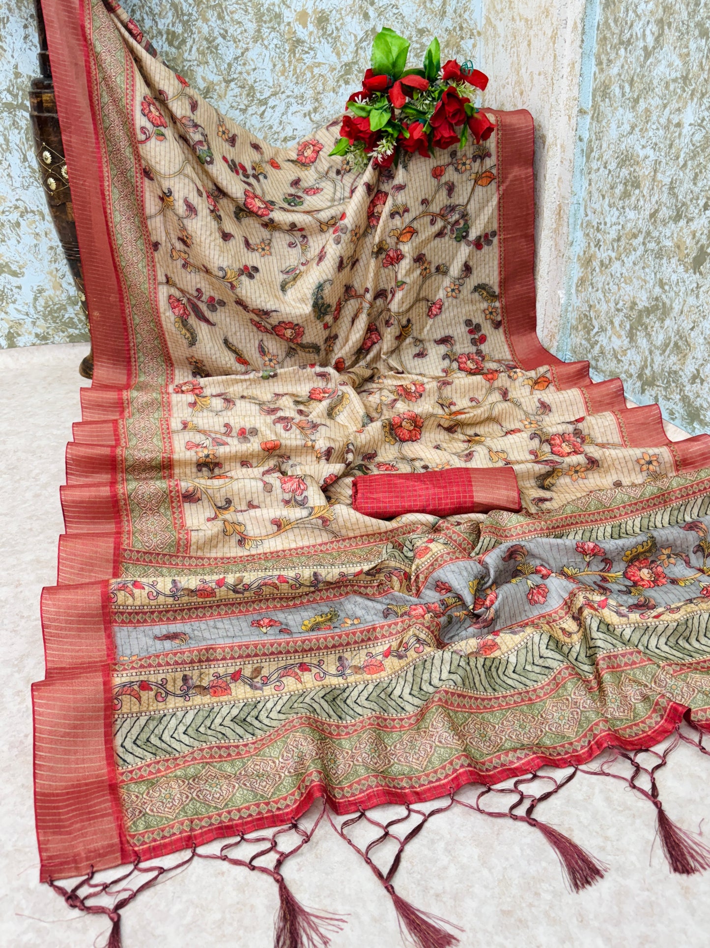 vintage charm linen cotton saree (phms 02 )