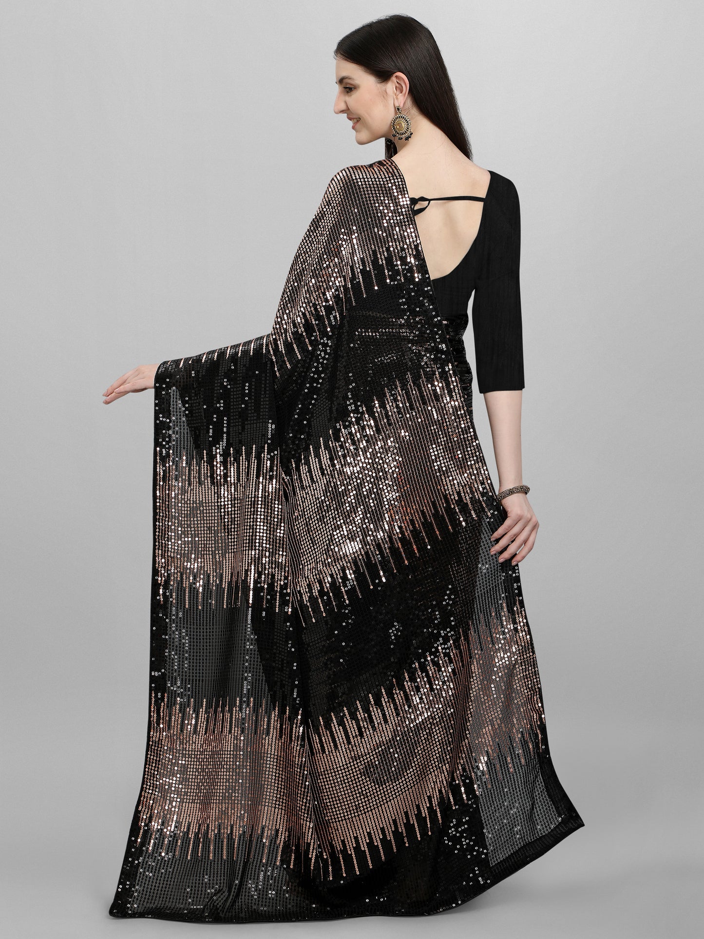 women's silk & georgette copper saree with unstiched blouse piece ( 0004- copper )