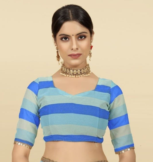 Women's Chinnon Silk Multicolor Saree With Blouse Piece