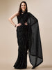 Georgette Women's Black Saree Silk With Blouse Piece ( 0143-Black )