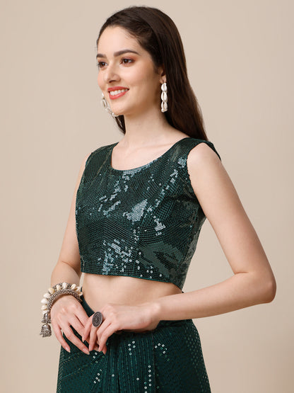 Georgette Women's Green Saree Silk With Blouse Piece (0143-Green )