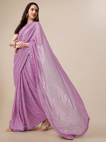 Georgette Women's Onion Saree Silk With Blouse Piece (0143-Onion )