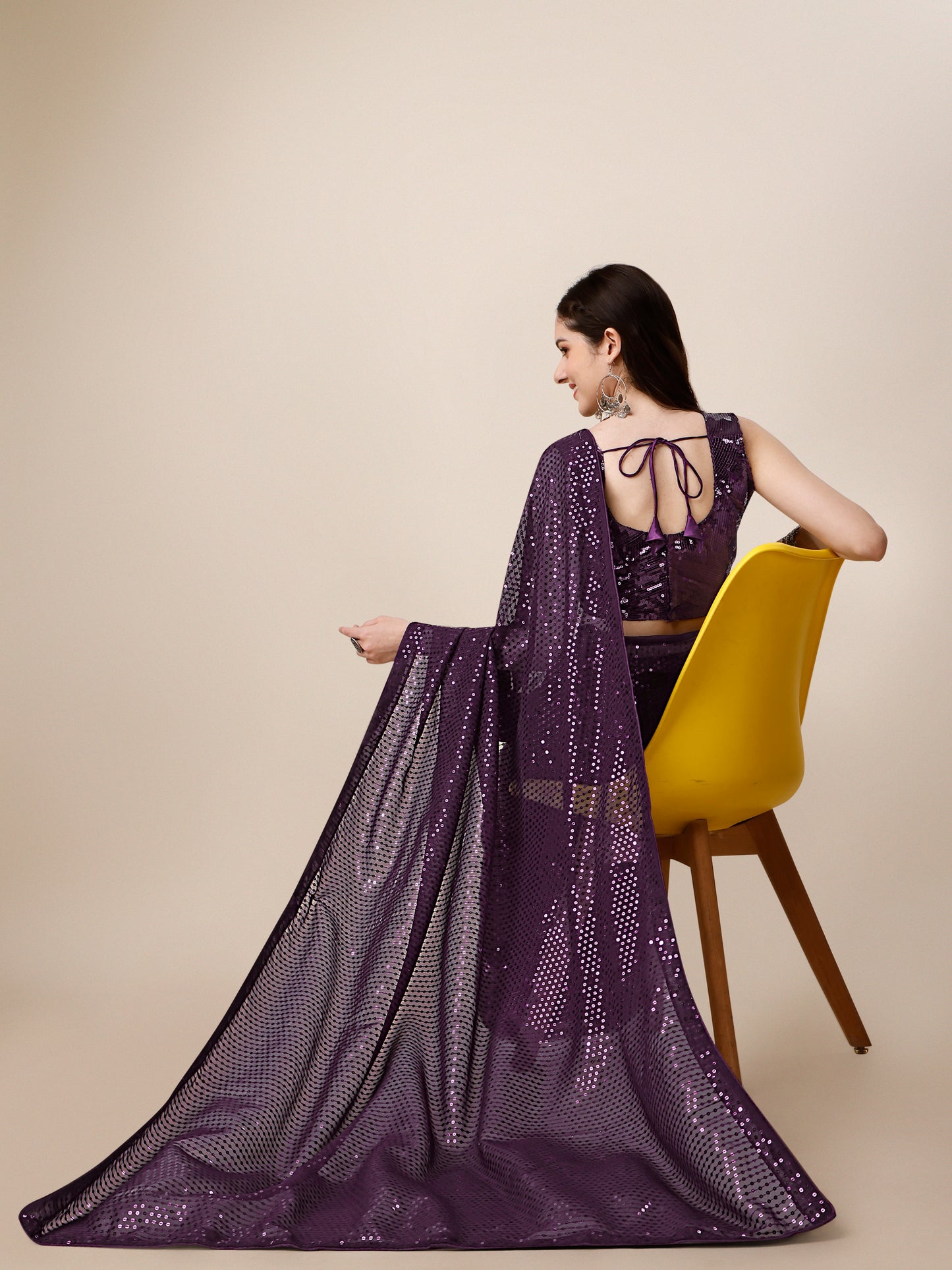 georgette women's wine saree silk with blouse piece (0143-wine)