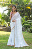 Georgette Women's Black Silk Saree with Embroidary Work (White 0152-22 )