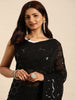 Georgette Women's Black Silk Saree with Pipping Border,Sequence Work (Black 0163 )