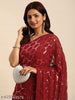 Georgette Women's Black Silk Saree with Pipping Border,Sequence Work (Maroon0163 )