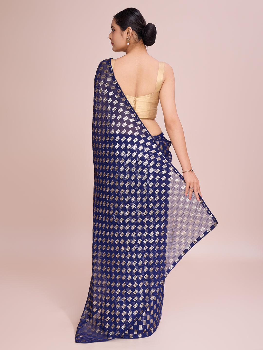elegence women's georgette saree with blouse piece