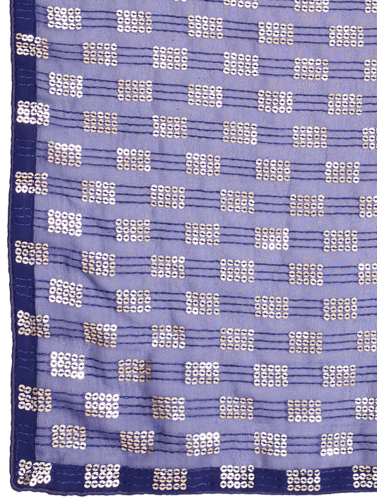 Elegence Women's Georgette Saree With Blouse Piece ( 0164-Blue )