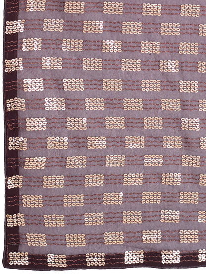 Elegence Women's Georgette Saree With Blouse Piece ( 0164-Coffee )