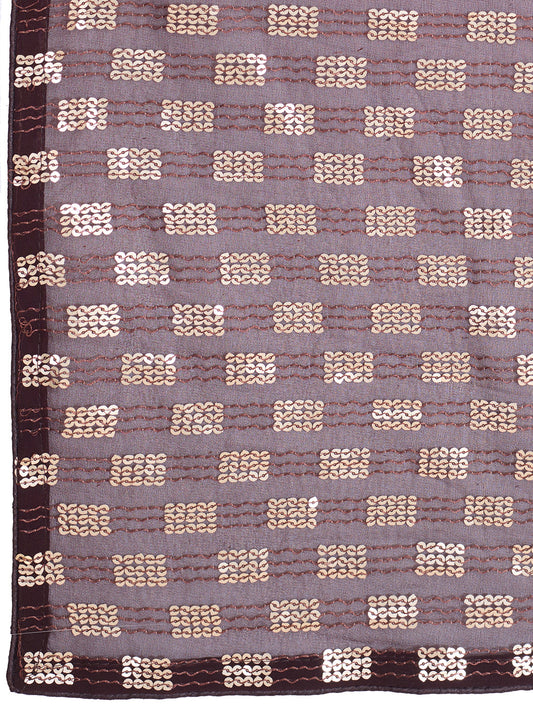 Elegence Women's Georgette Saree With Blouse Piece ( 0164-Coffee )