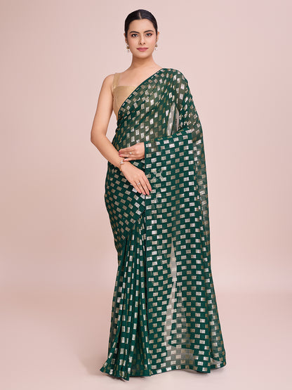 Elegence Women's Georgette Saree With Blouse Piece