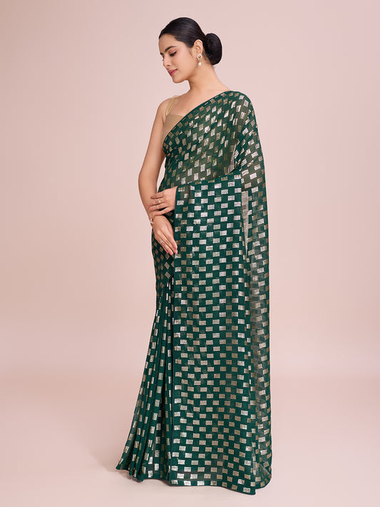 Elegence Women's Georgette Saree With Blouse Piece ( 0164-Green )