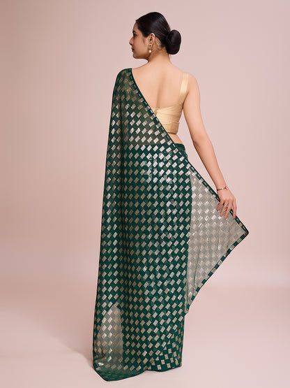 Elegence Women's Georgette Saree With Blouse Piece