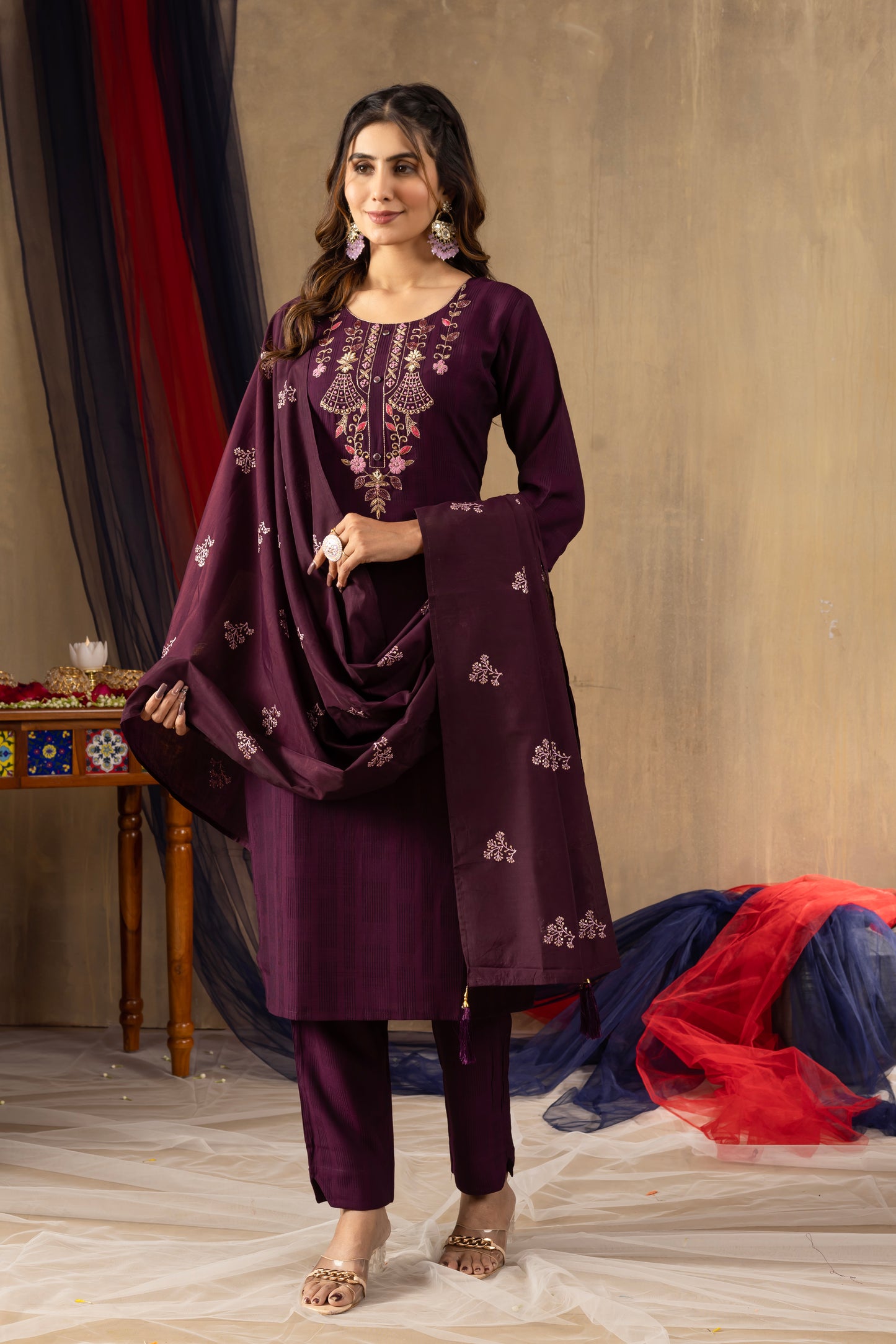 traditional charm meets modern grace – embroidered kurti set