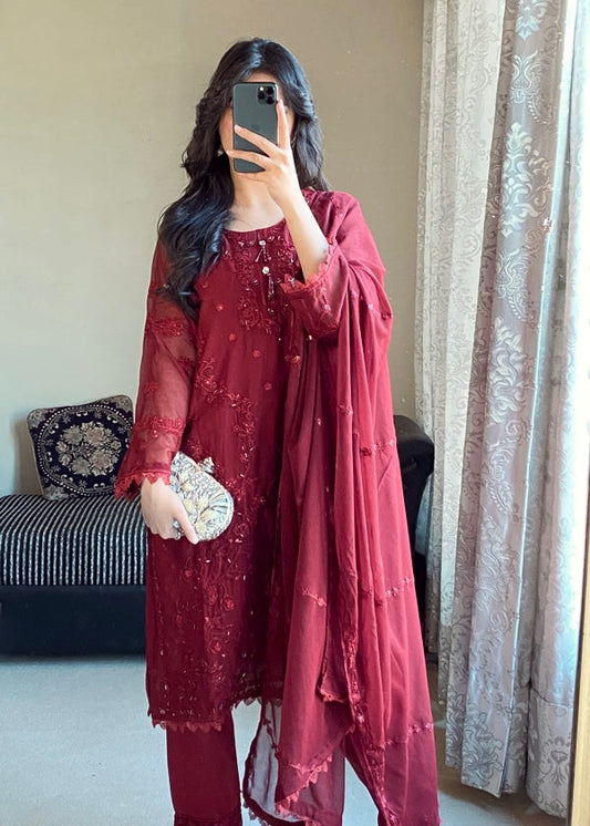 💃 Đěsigner Party Wear Look Pur Heavy Faux Georgette Top Plazzo & Dupatta Set