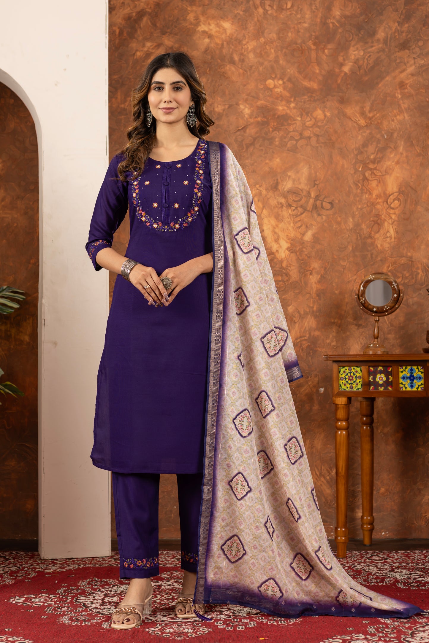 👗👗 elegant straight kurti pant dupatta set 👗👗