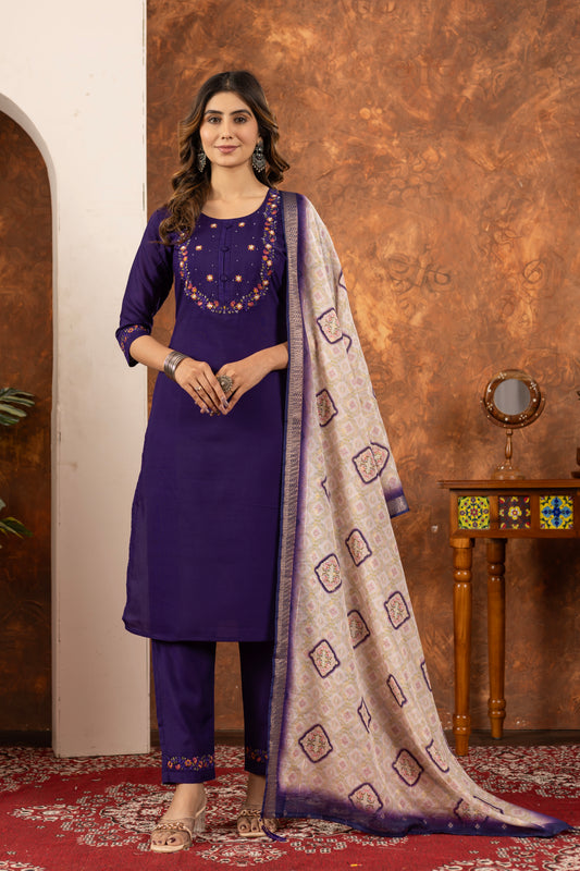 👗👗 Elegant Straight Kurti Pant Dupatta Set 👗👗