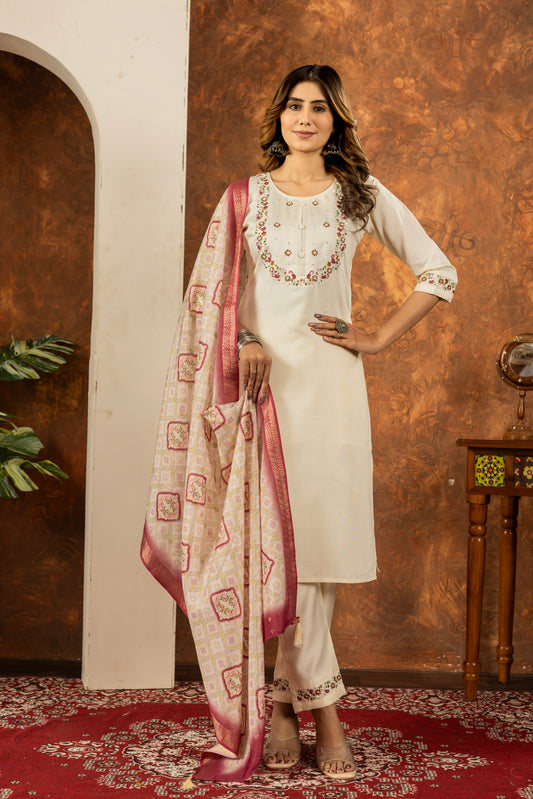 👗👗 Elegant Straight Kurti Pant Dupatta Set 👗👗