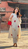 Stylish White Kurti with Red Floral Work