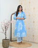Elegant Sky Blue Floral Kurti Set – Summer Collection