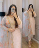 Luxury Pastel Pink Kurti Set with Organza Floral Dupatta